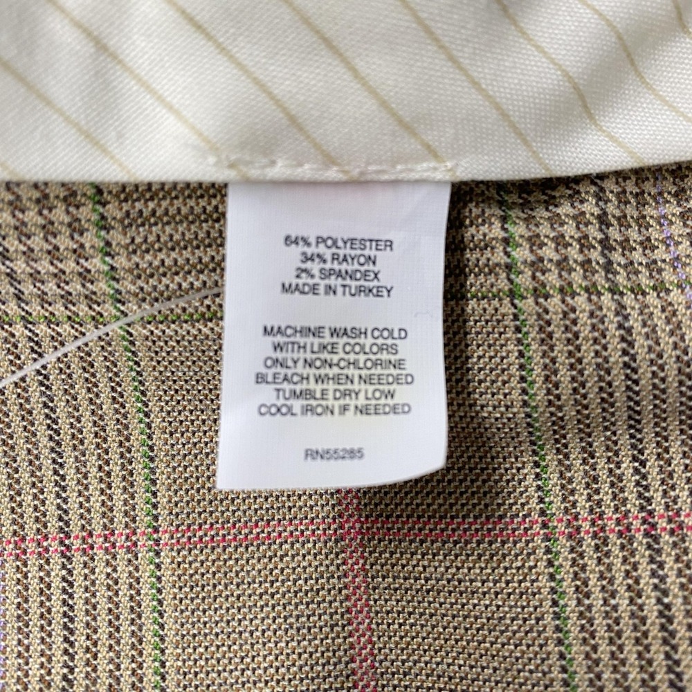 NWT Express Pants Womens 8 Tan Plaid Correspondent Stretch Dress Trouser Office - Picture 13 of 16